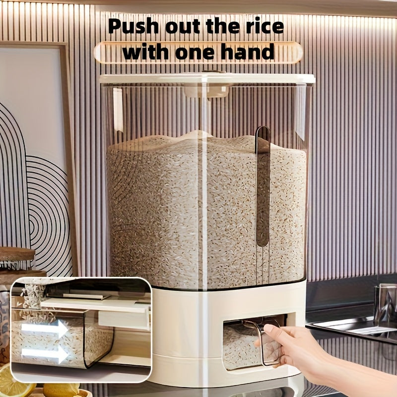Automatic Rice Dispenser – Large Capacity Sealed & Moisture-Proof Grain Storage Container with Measuring Cup for Rice, Flour, Pet Food