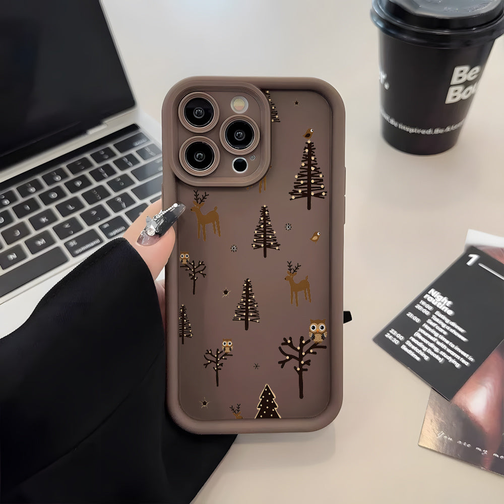 Merry Christmas Reindeer Tree Phone Case – Shockproof, Lens-Protected Cover for iPhone 7–17 Series, Light-Up, Trendy Holiday Gift
