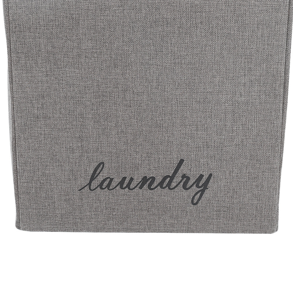 Large Lidded Storage Basket with Handles Fabric Hamper Organizer for Home Laundry Grey Contemporary Linen Design
