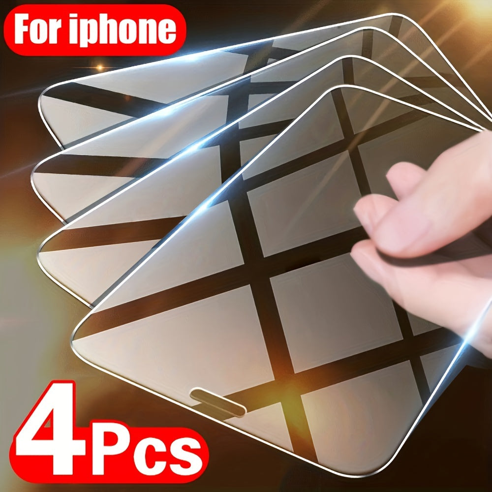 4-Pack HD Tempered Glass Screen Protection for iPhone 11 12 13 14 15 16 17 Pro 13 14 15 16 17 Pro Max 17 Air 16e 14 15 16 Plus Protective Glass Film