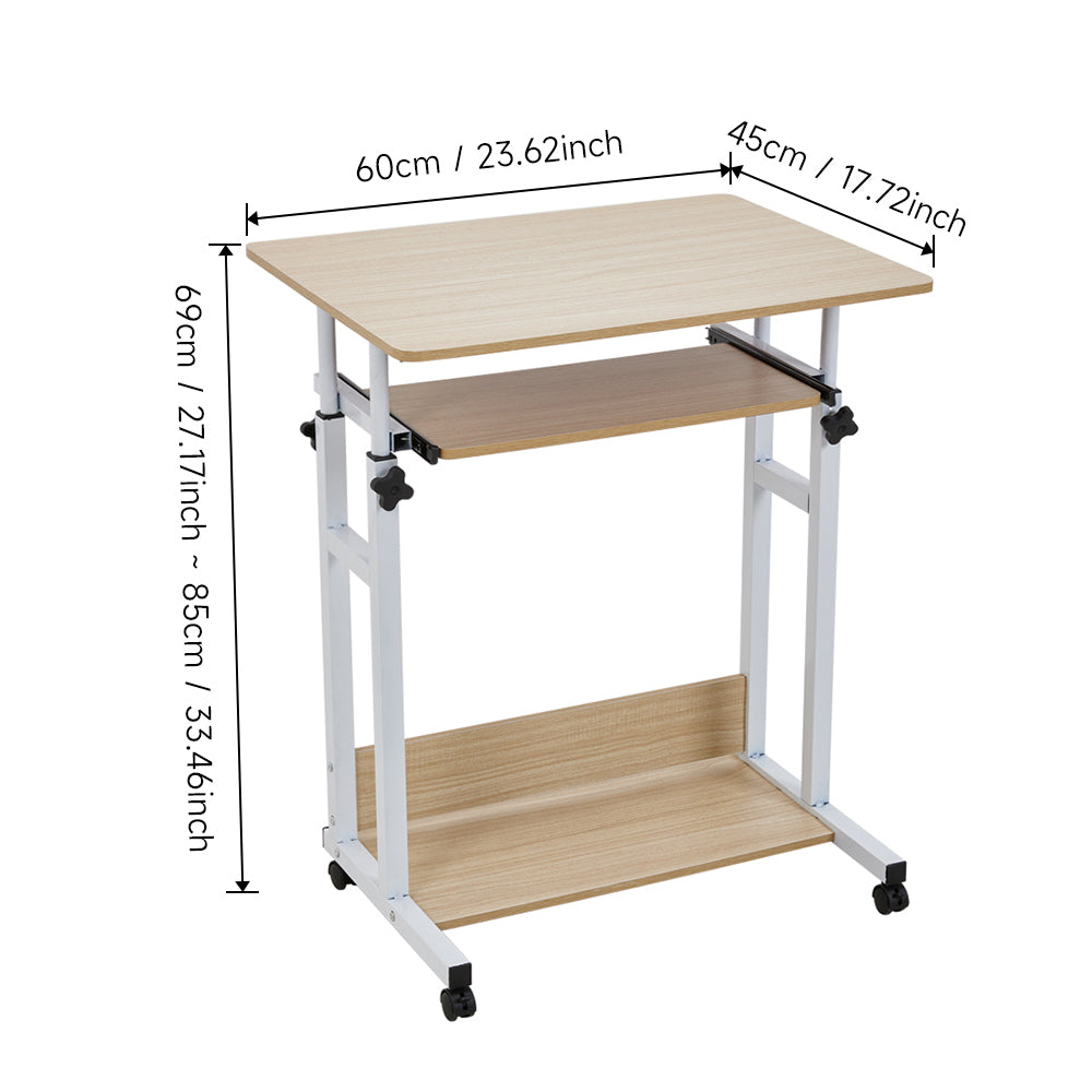 1Pack Adjustable Laptop Desk - Height-Adjustable Mobile Workstation for Sofa/Bedside, Multi-Scene Table for Living Room & Bedroom, Wood Tone 23.62x17.72x27.17-33.46inch