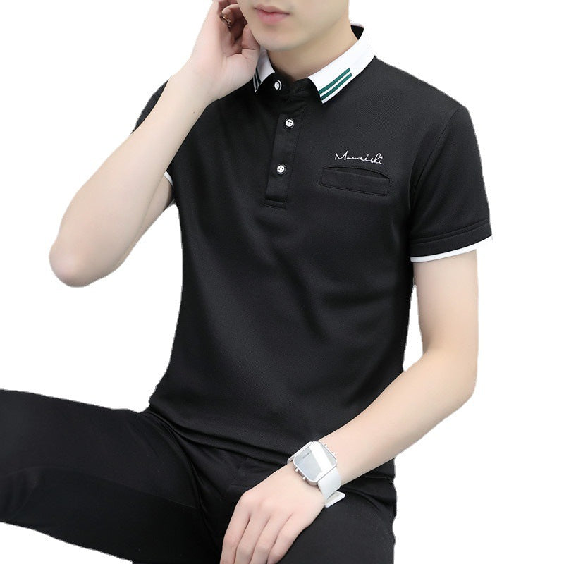 Summer Men's Solid Color Short Sleeve T-shirt Top