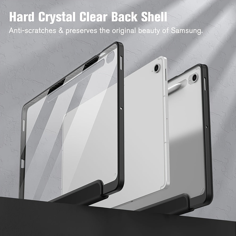 For Samsung for galaxy Tab S10 FE/S9 FE/S9 Case, Featuring a Clear Back Cover, Automatic Sleep/Wake Functionality, [Slim Protective Design] [Stand Capability] [Scratch