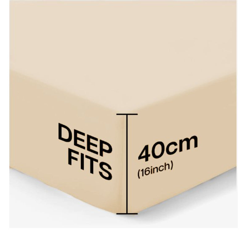 4B 40CM Extra Deep Fitted Sheets with All Around Elastic, Secure Fit for Thick & Pillow Top Mattresses, Wrinkle Resistant Bedding for Everyday Use, Easy Wash & Quick Dry, Smooth Finish for Modern Bedrooms, Durable Long Lastin