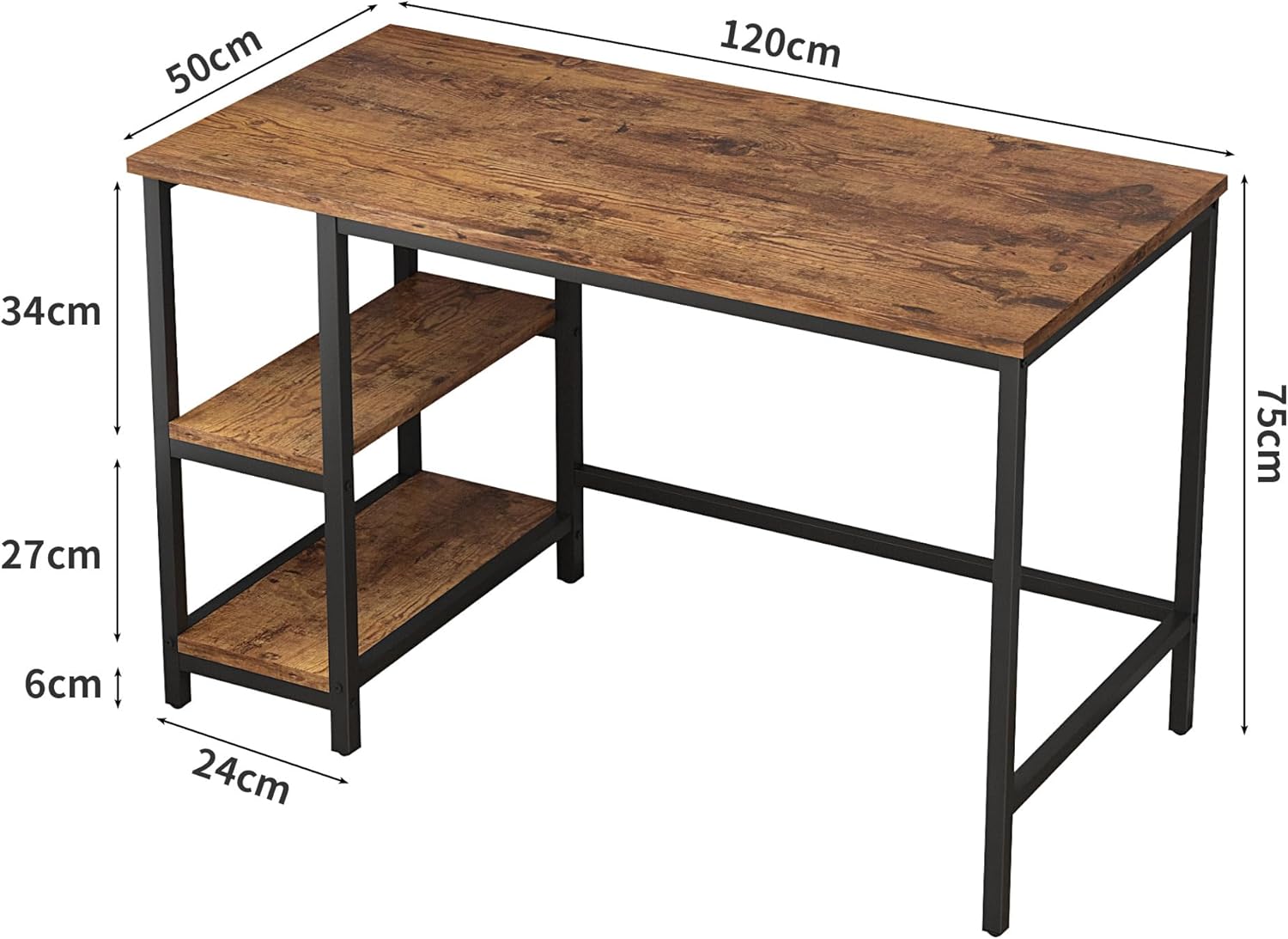 MCC direct Computer Desk, Writing Desk with 2 Shelves on Left or Right, Work Table for Office Home Study Writing Table Chicago