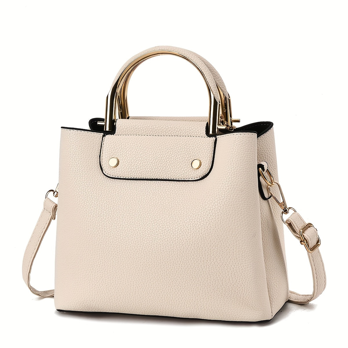 Women's  Handbag with -Tone Hardware & Detachable Strap - Elegant Beige/Coffee Brown/Tan/ Green/Pink/Black Crossbody Purse, -Tone Circle Logo Closure, Versatile Handheld or Shoulder for, Wedding, Everyday