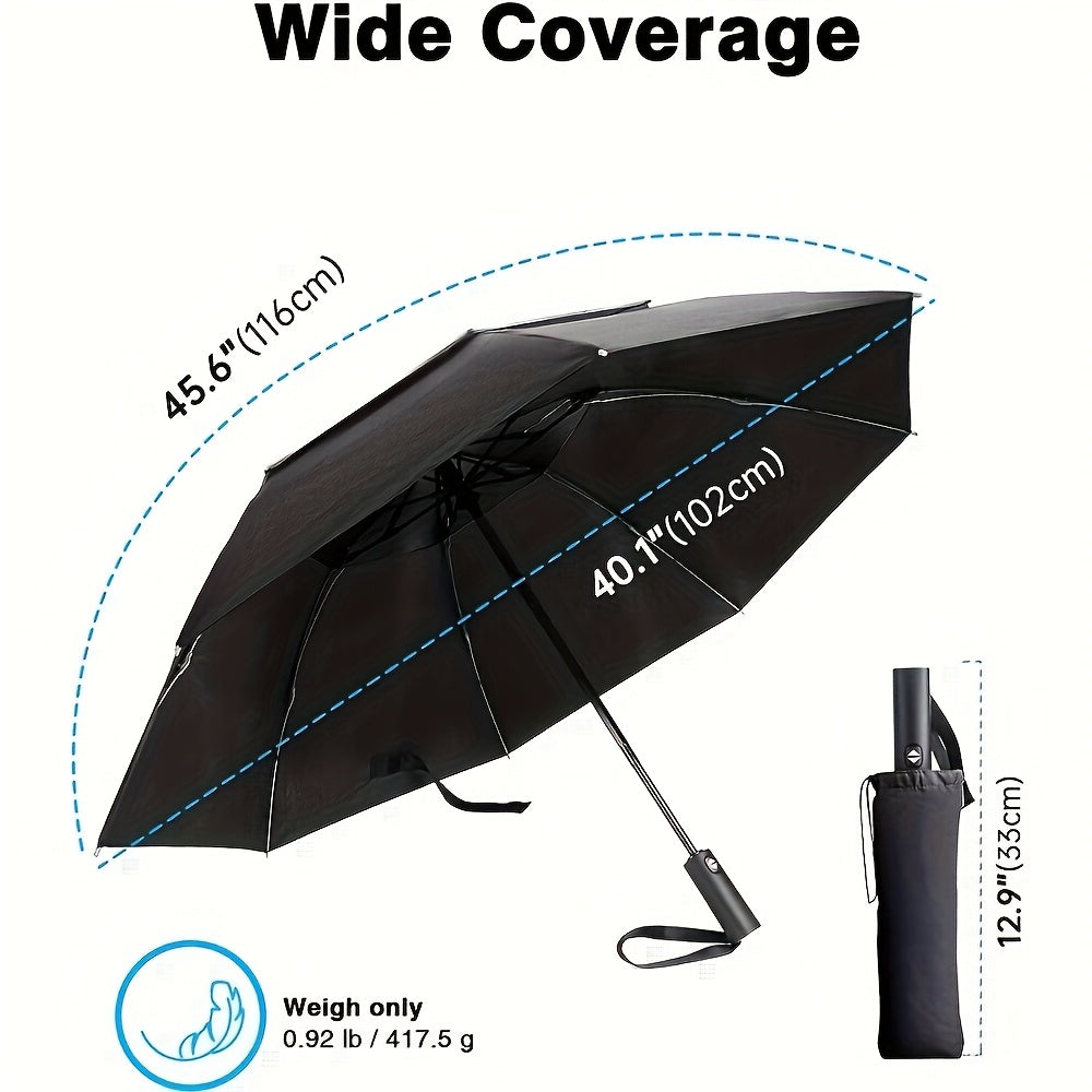 Windproof Automatic Oversized Umbrella – 10-Rib Folding Business Umbrella with Sun Protection, Auto Open/Close, Professional Unisex Design for Daily Use