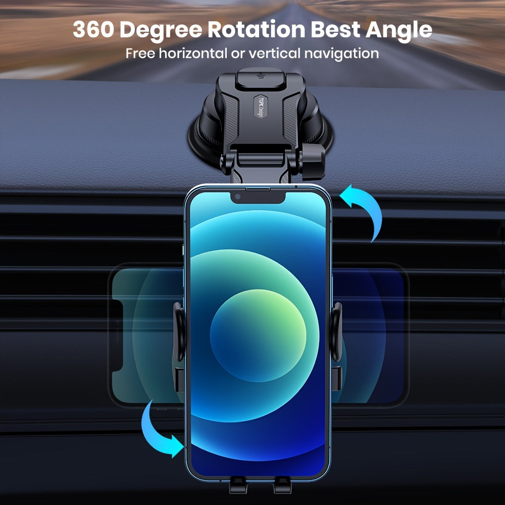 Car Phone Holder Mount for Dashboard - Upgraded Handsfree Cell Phone Stand with Adjustable Angle, Compatible with for iPhone, for Samsung, Android, Universal Fit