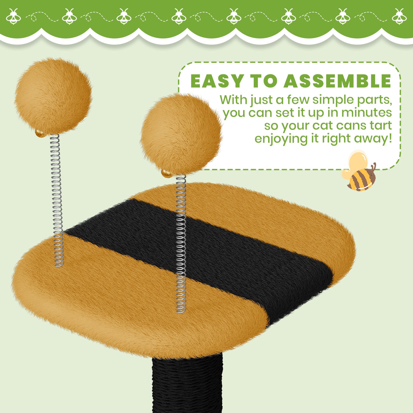 Dogat Bee - Themed Cat Tree with Scratching Posts, Interactive Kitten Furniture for Indoor Cats - Durable, Space - Saving & Easy to Assemble