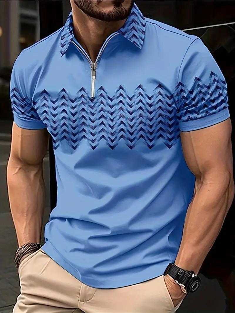 Simple Men's Zipper Polo Shirt: Solid Golf Daily Outdoor Tops Tees, Business Casual Style Shirts. Loose Oversize Men's Clothing