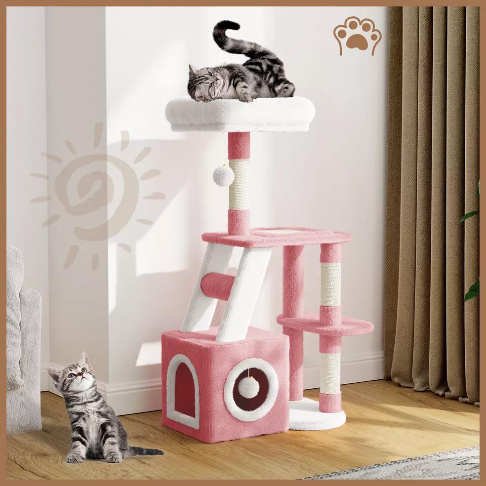 Dogat 107cm High - Quality Multilevel Cat Tree Tower with Scratching Posts - The Perfect Indoor Climbing House Condo for Your Feline Friend