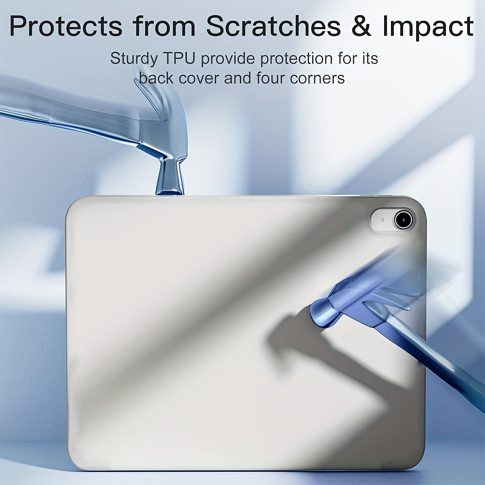 For iPad 11th Gen/10th/9th/8th/7th/6th/5th/ Air 1/2/3/Pro 9.7/10.5 Slim Tri-Fold Stand Case with Pencil Holder - Auto Sleep/Wake, Adjustable Stand, Lightweight Soft TPU Cover, Modern Travel Case For A16, Auto Sleep/wake Featu