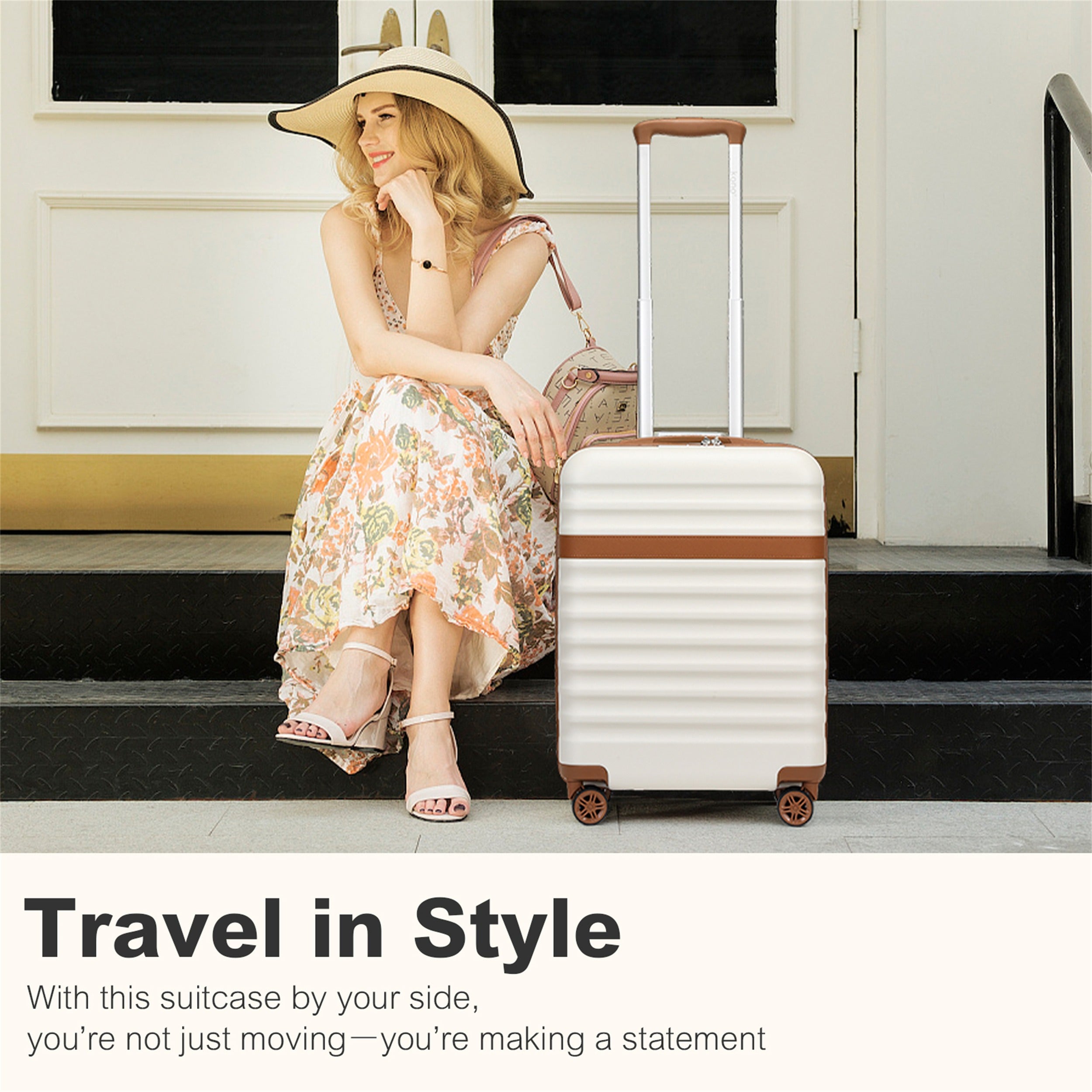 3-Piece Travel Suitcase Set: 20-Inch Stylish Hard Shell ABS+PC Cabin Suitcase, Plus a Multi-Compartment Backpack with a Small Pouch - Ideal for Trendy and Organized Travelers