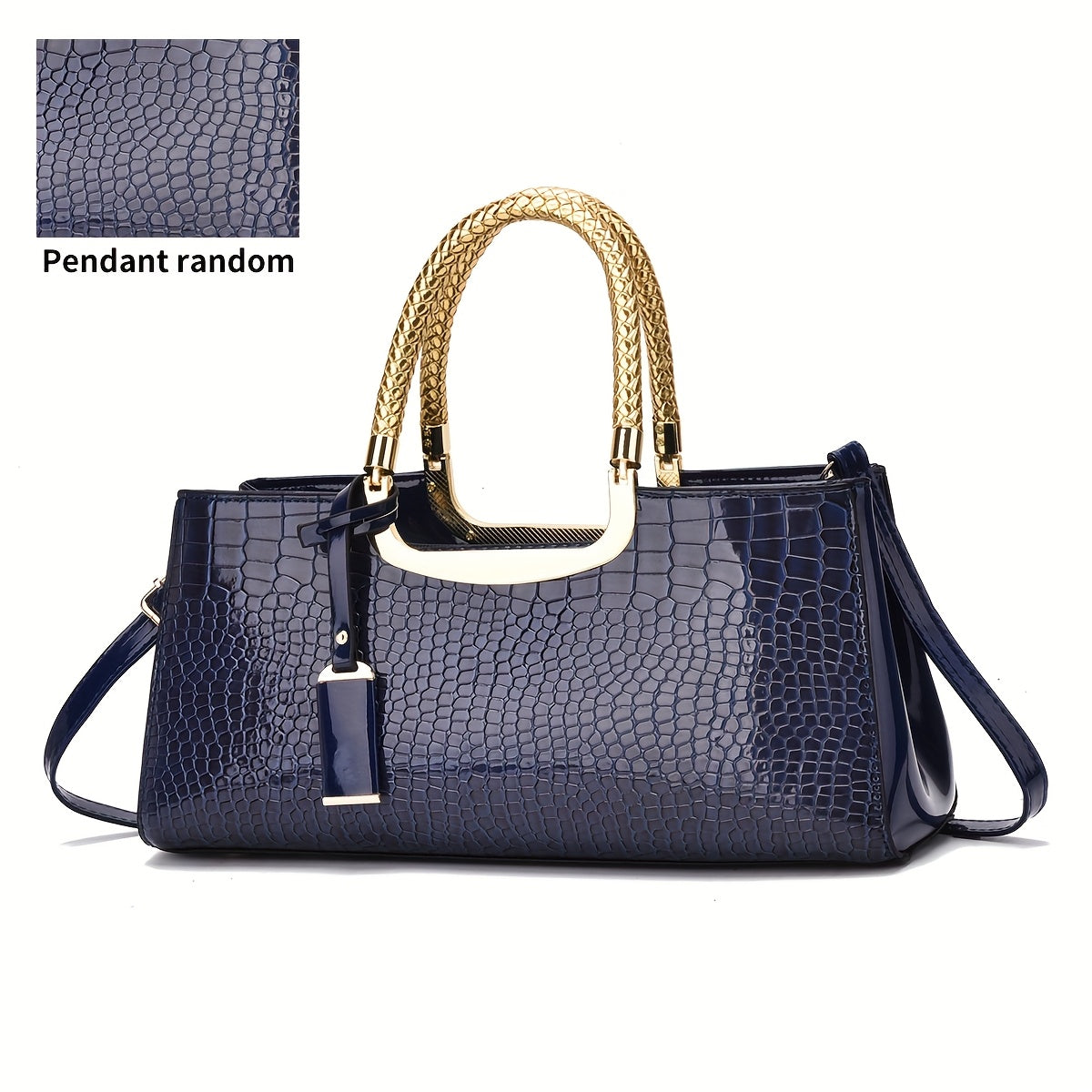 Elegant Evening Clutch, Made of Crocodile-Patterned with Golden Hardware And a Detachable Shoulder Strap - a Stylish Handbag for Parties, Weddings, And Formal Events, Luxurious Women'S Bag with a Glossy Stone-Textured Crocodi