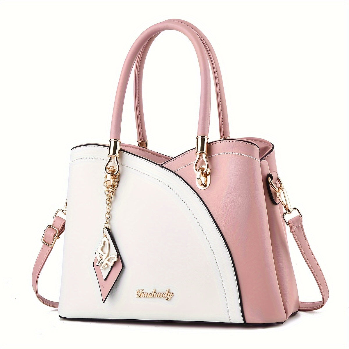 Elegant Women’s Two-Tone PU Handbag – Large-Capacity Fashion Satchel with Shoulder Strap