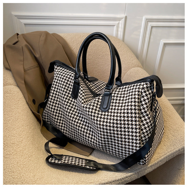 Travel Large Capacity Plaid Colorblock Handbag For Women