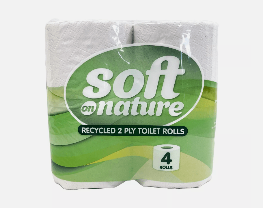 Soft 4 Pack Toilet Tissue 2-PLY 32 Rolls, From Recovered Materials 8 packs x 4 rolls