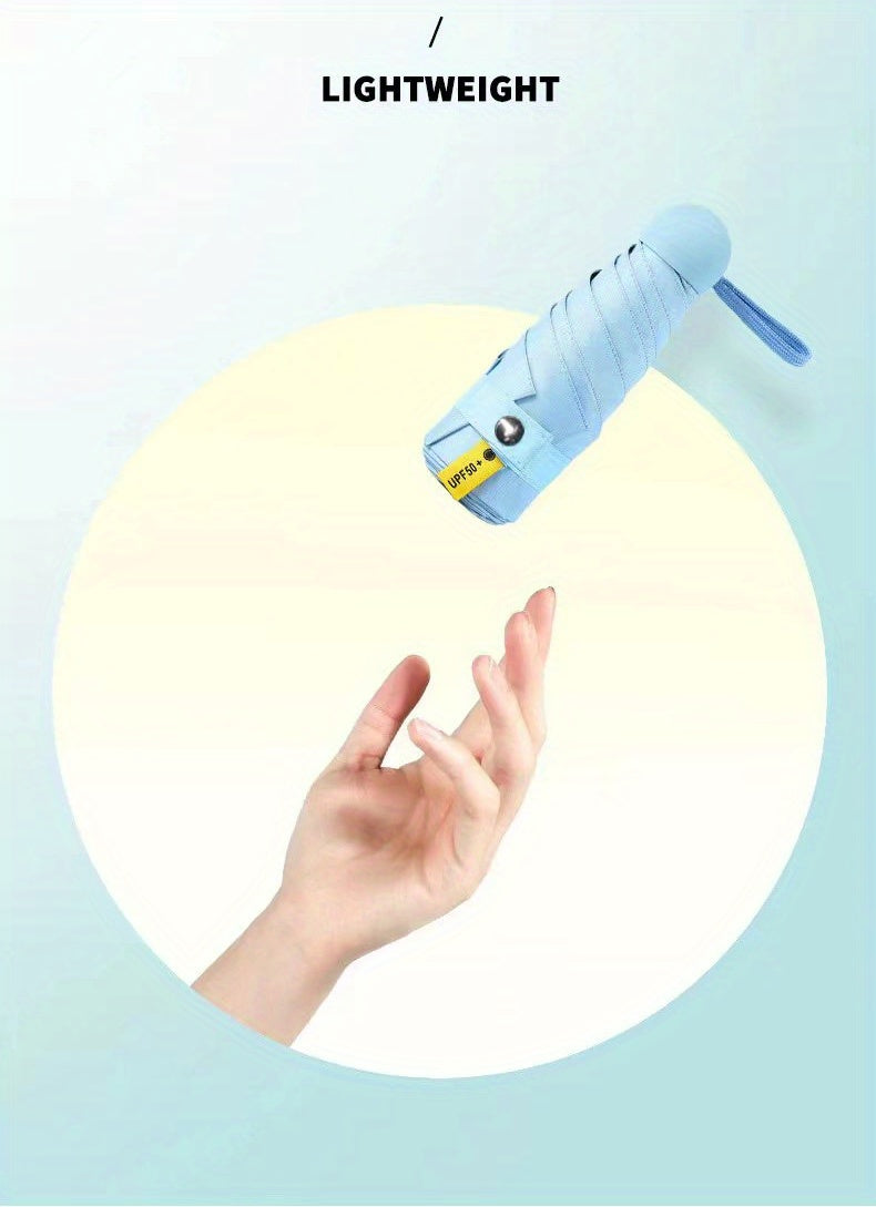 Six-Rib Capsule Pocket Umbrella – Compact, Portable, Lightweight Mini Umbrella for Men, Women & Kids, Windproof and Easy to Carry