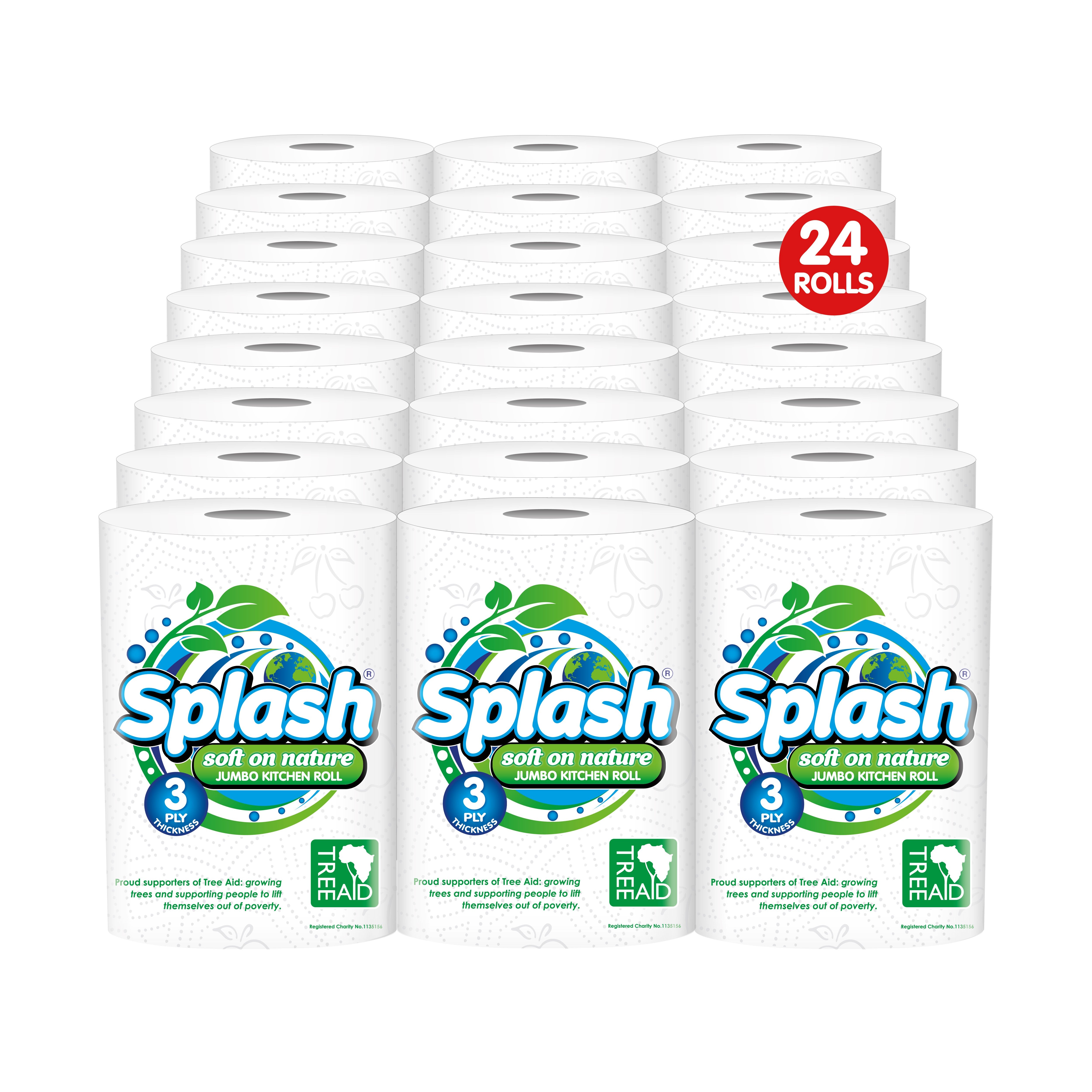 Splash Multipurpose Kitchen Paper Towels – 6, 12 or 24 Jumbo Rolls, 3PLY Thick and Highly Absorbent