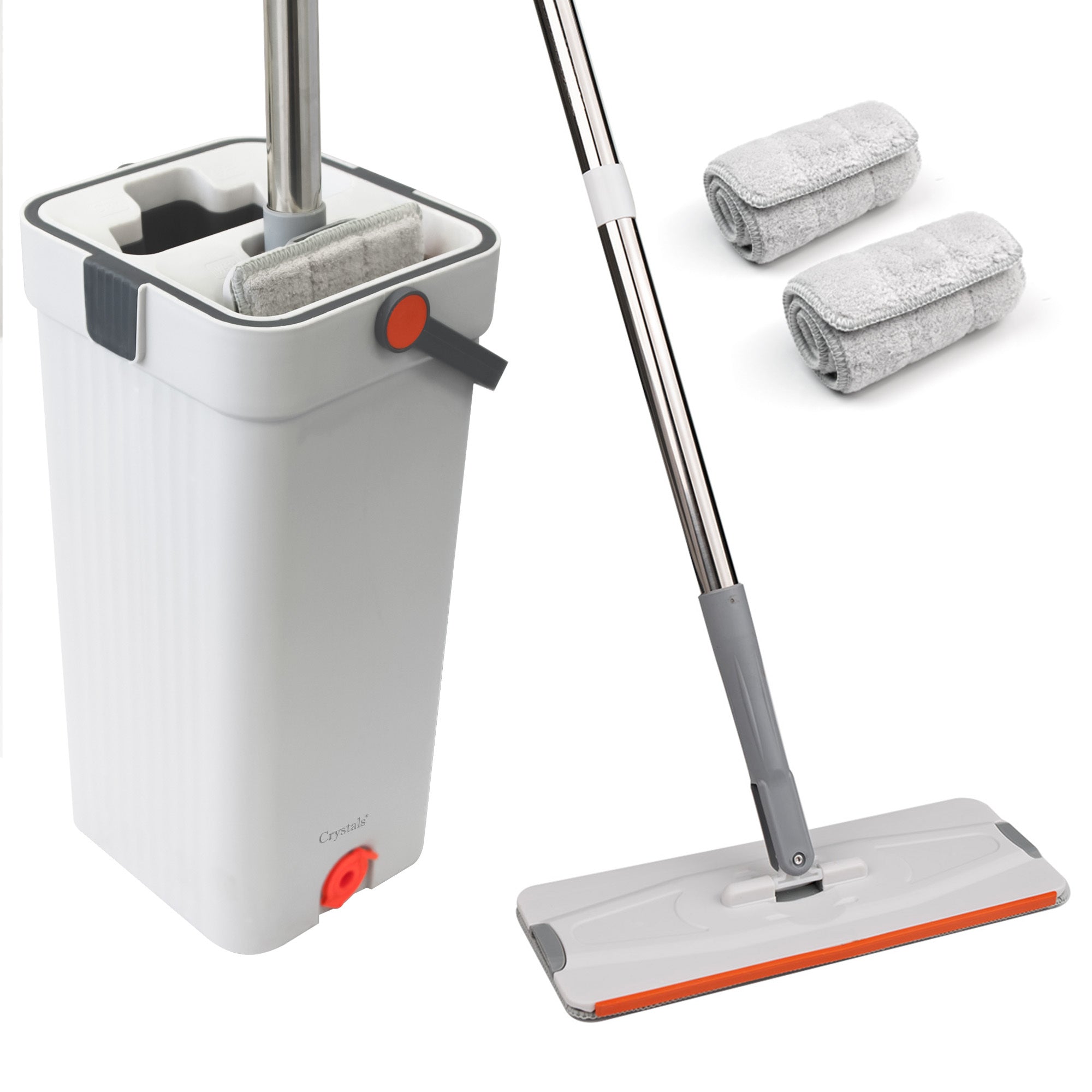 Mop Bucket Cleaning Kit, Including Mop and Bucket and Change the Mop Pad, Hand Wash Free Mop, Wet and Dry Mop, Multifunctional Bucket, Suitable for Tile, Marble, Wooden Floors, Cement Floor Cleaning, Reusable Mop Pads, Cleani
