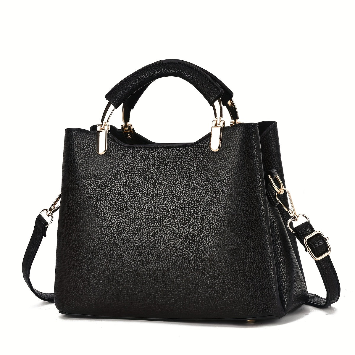 Elegant Handbag with Detachable Strap & Golden-Tone Leaf Pendant - Multi-Color (Beige/Coffee/Khaki/Pink/Wine/Black) Zipper Closure Tote, Golden Hardware, Durable Shoulder Bag for, Travel, Everyday Use