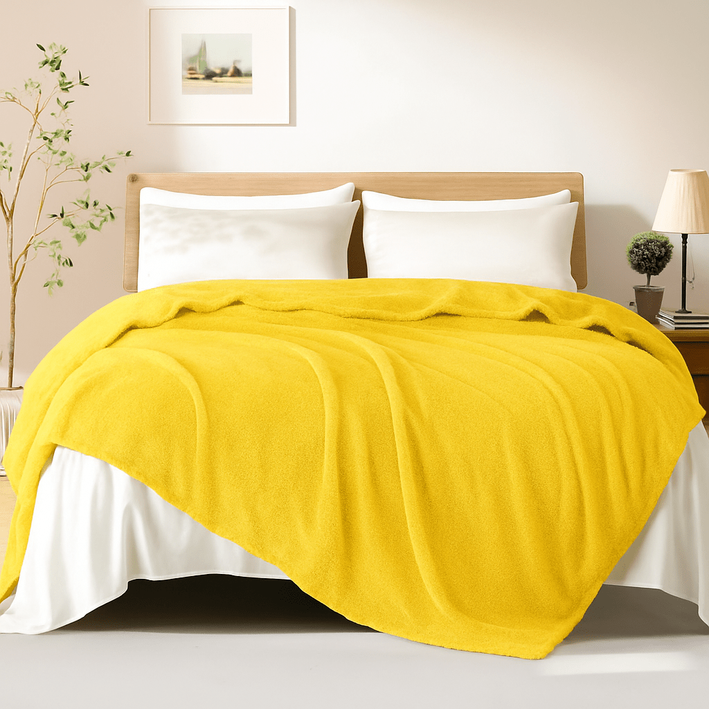 ELAFY Teddy Fleece Throw Blanket – Soft, Warm, Plain Sofa Bed Couch Cover, Lightweight Winter Blanket – Multiple Colors & Sizes