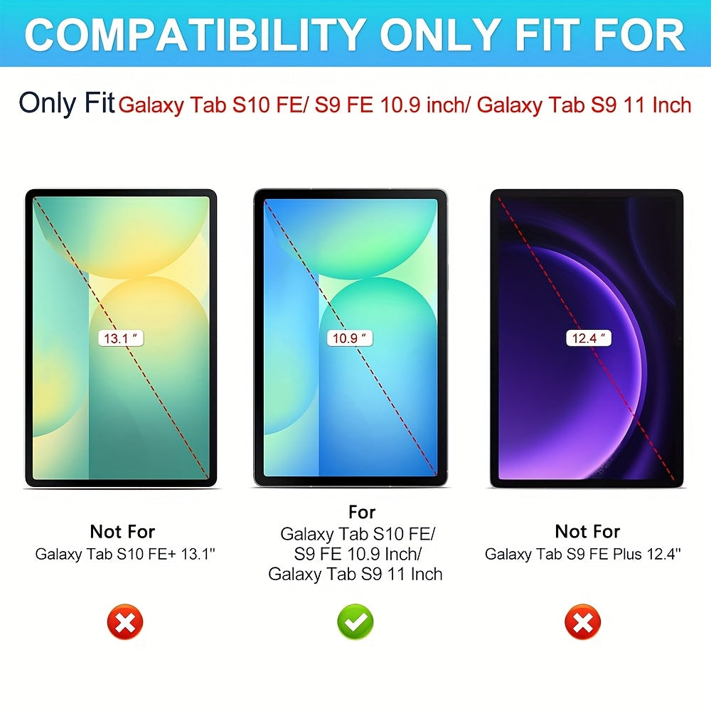 For Samsung for galaxy Tab S10 FE/S9 FE/S9 Case, Featuring a Clear Back Cover, Automatic Sleep/Wake Functionality, [Slim Protective Design] [Stand Capability] [Scratch