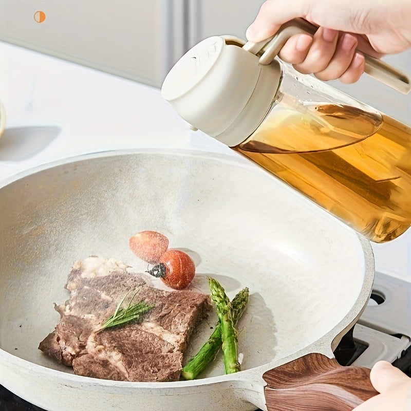 Large Capacity Oil Spray Bottle with Precise Mist Sprayer - Two-In-One Oil Dispenser & Sprayer, Non-Spill Kitchen Oil Bottle for Cooking, BBQ, Baking, Salad - Heavy-Duty Plastic Construction, Easy-Pour Spout - Ideal for Home,