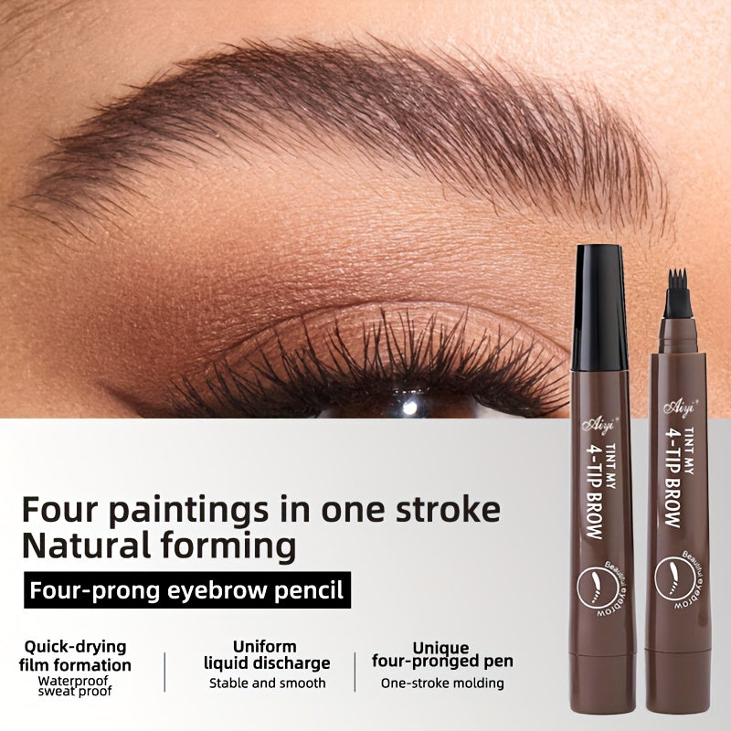 6-Pack Makeup Artist Special One-Stroke Shaped Simulation Eyebrow Feeling Ultra-Thin Four-Pronged Eyebrow Pen Waterproof and Anti-Scratch No Bleeding Natural Three-Dimensional Eyebrow Pen Natural and Vivid Roots Clear Not Rem