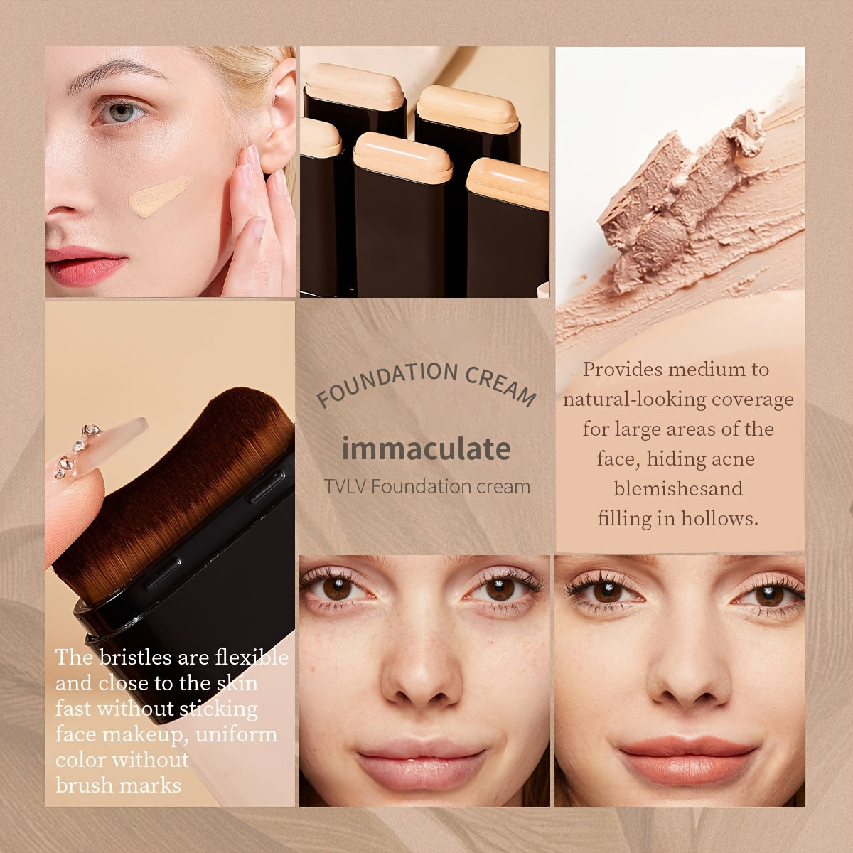 2-in-1 Concealer and Foundation Stick, Covers Dark Circles, Waterproof and Sweat-Resistant, Creates Flawless-Looking Makeup