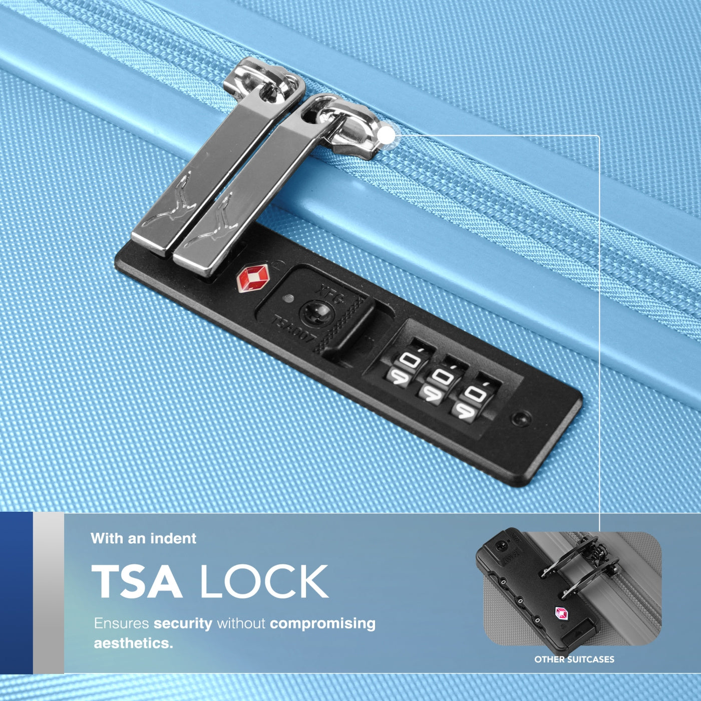 LUGG 65 x 25 x 44cm Vacay Suitcase ABS Luggage with TSA Indent Lock, Aluminium Trolley Handle, 360° Spinner Wheels, Water-Resistant & Durable Material - Airline Compatible (24inch)