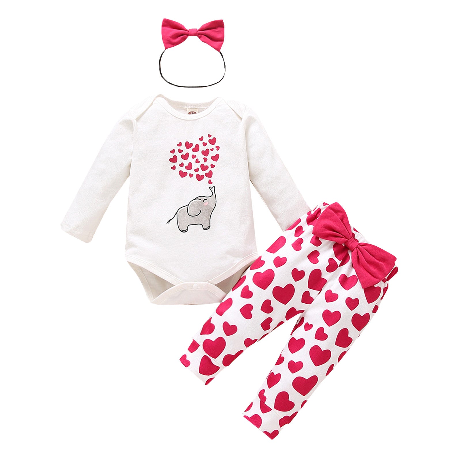 Uublik Girls Clothes Sets: Long Sleeve Casual Valentine's Day Hearts Romper Bodysuit, Leopard Pants, Headbands Outfits