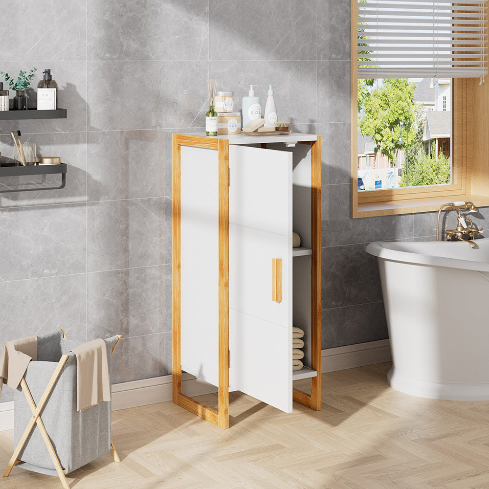 Bathroom Cabinet Bathroom Storage Cabinet Half-Height Bathroom Cupboard with 2-tier Compartments for Bathroom Hallway and LivingRoom White 80x33x30cm