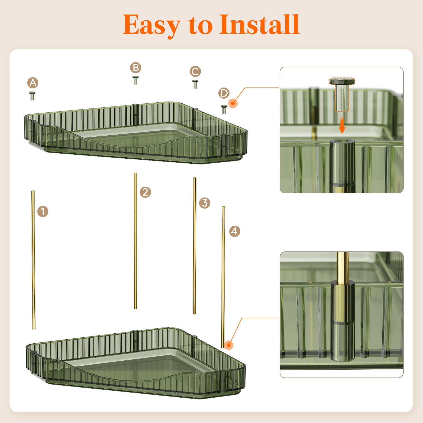 Bathroom Organiser Countertop Storage, Plastic Makeup Skincare Organiser, Vanity Perfume Trays Counter Shelf, Corner Shower Caddy, Corner Storage in Dresser, Bedroom, Kitchen