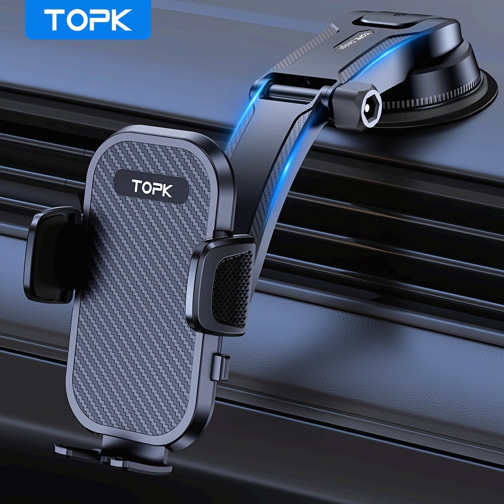 TOPK Car Dashboard Phone Holder, Enhanced Adjustable Mount for Cell Phones, Compatible with All Models, Can Be Positioned Horizontally Or Vertically