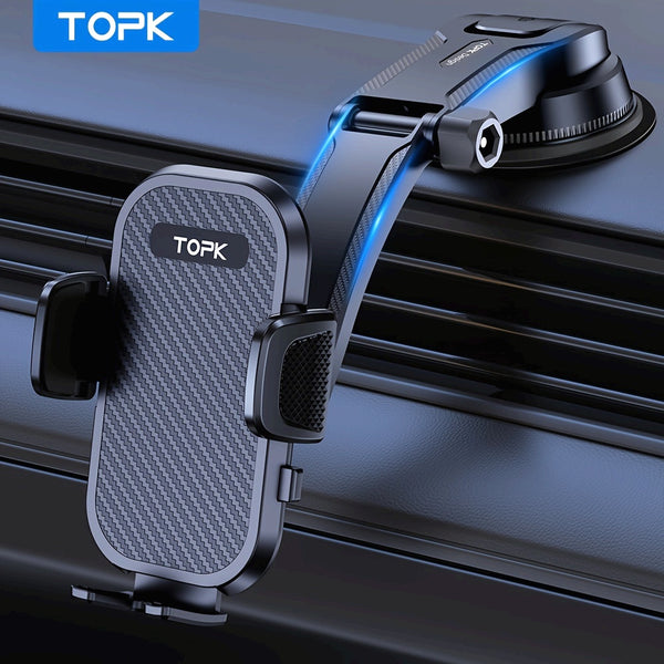 TOPK Car Dashboard Phone Holder, Enhanced Adjustable Mount for Cell Phones, Compatible with All Models, Can Be Positioned Horizontally Or Vertically